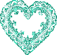 Turquoise and White Floral Heart