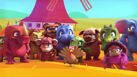 Turtle Dancing With Other The Animasks Characters GIF