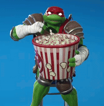 Turtle Holding Bucket Of Popcorn GIF