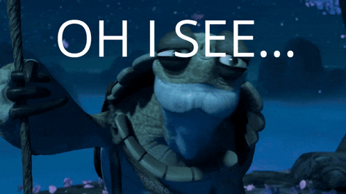 Turtle Holding Stick Saying Oh I See
