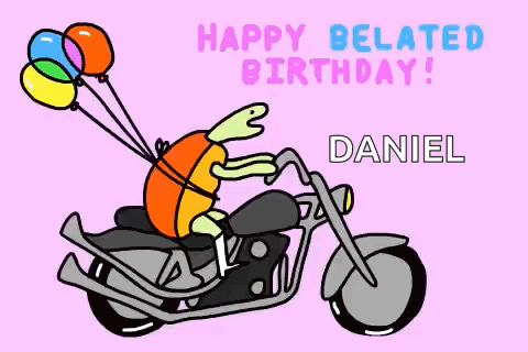 Turtle Riding Motorcycle With Balloons