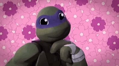 Turtle With Pink Flower Background GIF