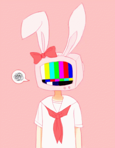 Tv Man Pink Bunny Ears Animation GIF