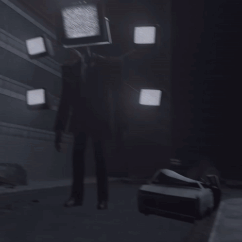 Tv Man Static Screen Bright Lights GIF