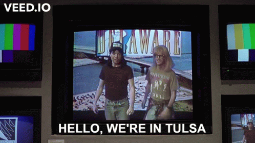 Tv Screen Says Hello We Are In Tulsa