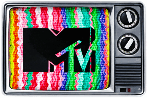 TV With Colorful Background And MTV Logo GIF