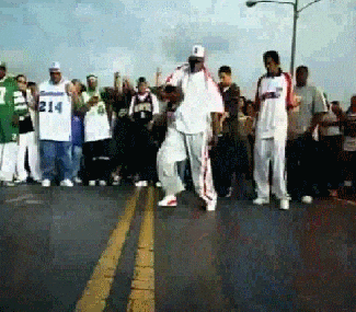 Tweaker Guy Dances In Front Of Crowd GIF