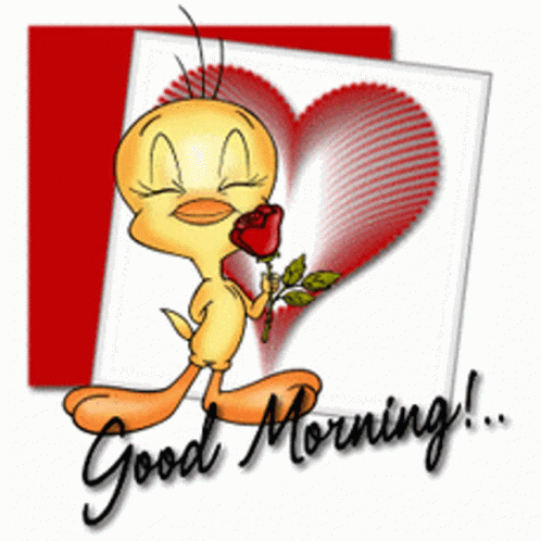 Tweety Bird Holding A Rose Love Good Morning GIF
