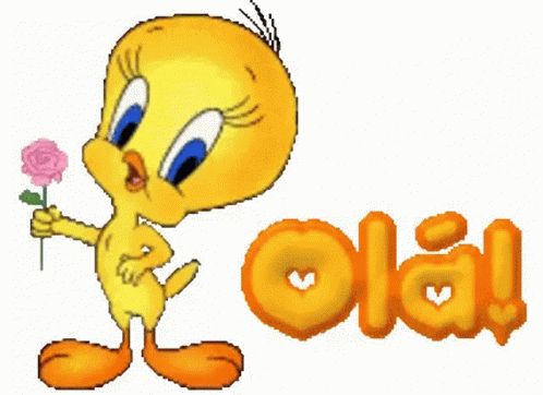 Tweety Bird Holding Pink Rose Ola