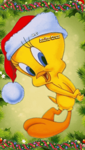 Tweety Bird on Blue Crescent Moon Saying I Tink I Saw a Special Friend
