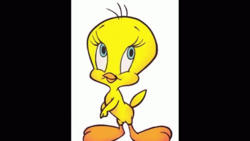 Tweety Is A Yellow Cartoon Bird With Blue Eyes And Orange Feet . GIF