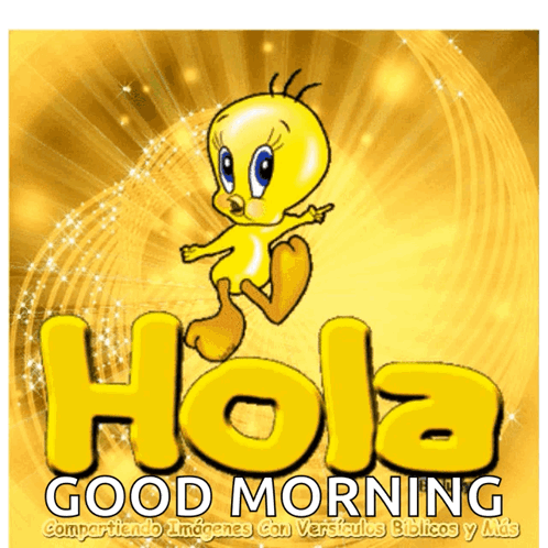 Tweety Saying Good Morning Yellow Background