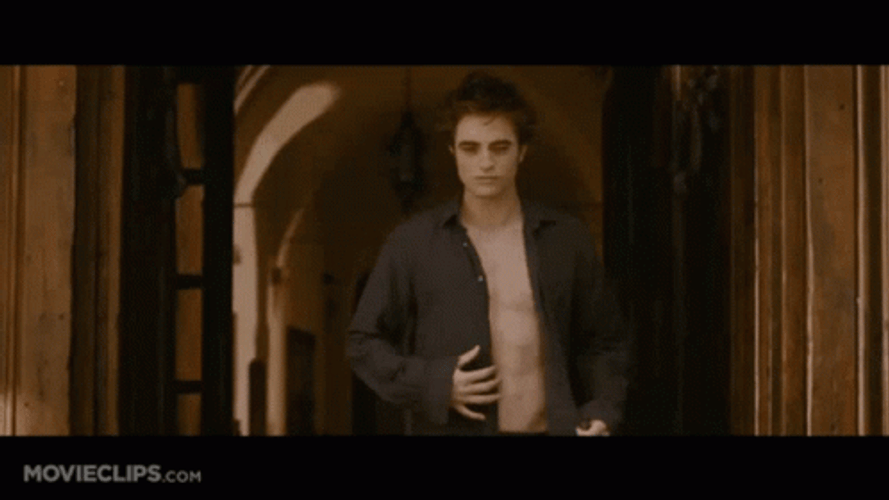 Twilight Edward Shirt Off GIF