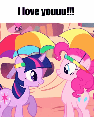 Twilight Sparkle and Pinkie Pie Under Umbrellas