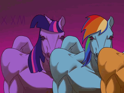 Twilight Sparkle and Rainbow Dash Standing Together