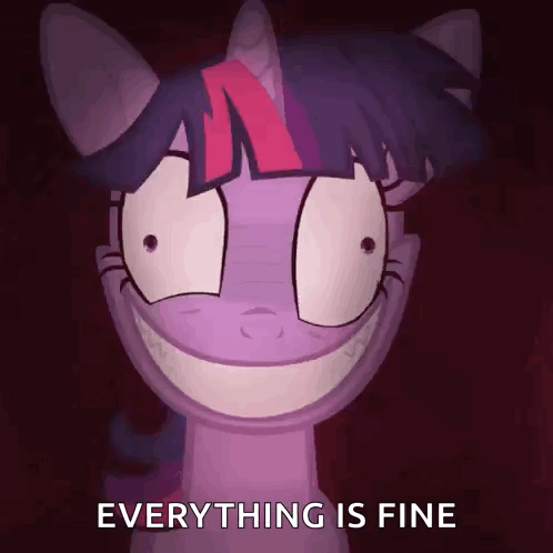 Twilight Sparkle From My Little Pony Is Making A Funny Face And Says Everything Is Fine GIF