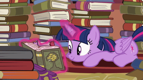 Twilight Sparkle Lying on Shelf Reading Book