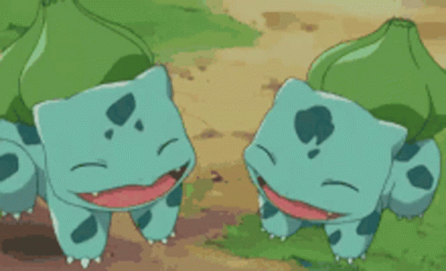 Twin Bulbasaur Playing With Vine GIF