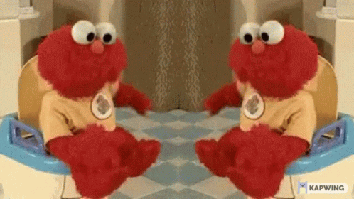 Twin Elmo Toilet Dance Sesame Street GIF