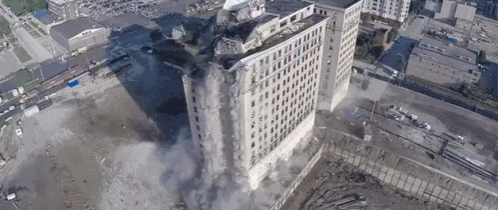 Twin Towers Falling Heartbreaking Aerial Shot GIF