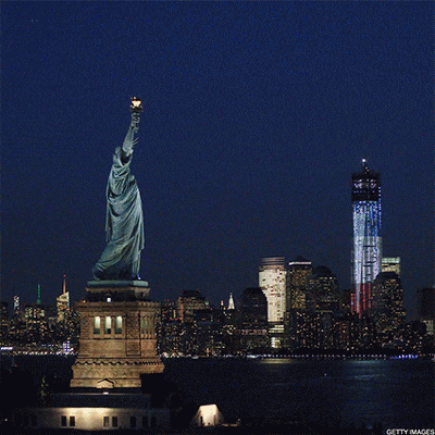 Twin Towers Falling Liberty Statue Time Lapse GIF