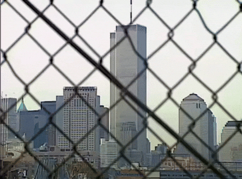 Twin Towers Falling New York City From Afar GIF