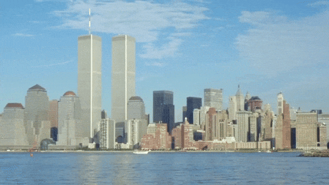 Twin Towers Falling New York City Landscape GIF