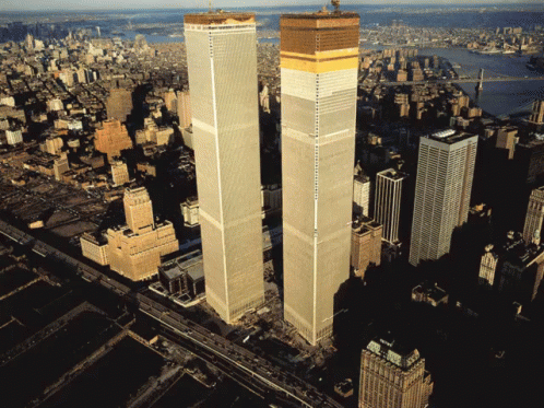 Twin Towers Falling Vanishing New York Landscape GIF