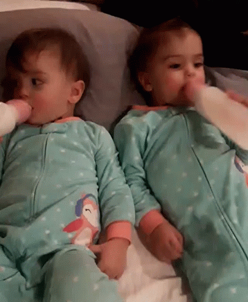 Twins Babies Drinking Milk GIF