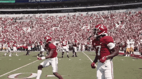 Two Alabama Football Players Celebrate Touchdown