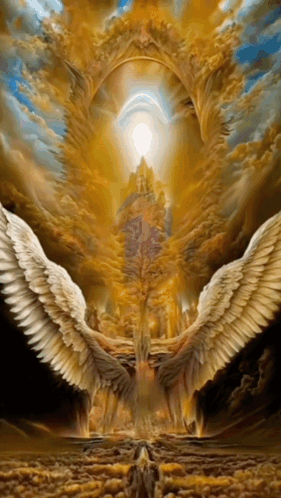 Two Angels With Wings Spread
