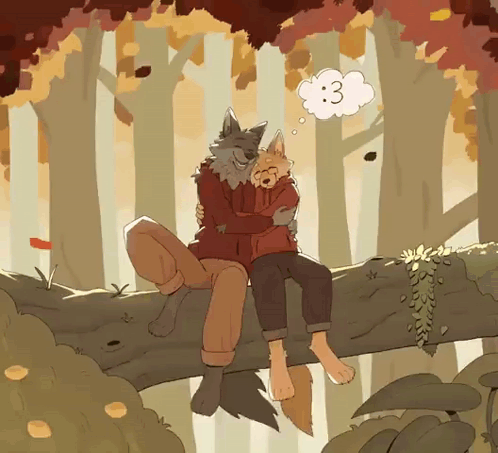 Two Animals Sitting On Tree Branch Saying 3 GIF