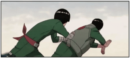 Two Anime Characters Are Fighting Each Other And One Of Them Has A Bandage On His Back . GIF