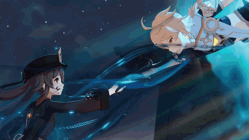 Two Anime Characters Are Holding Hands And One Has The Letter C On Her Sleeve GIF