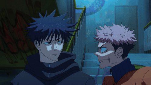 Two Anime Characters Are Standing Next To Each Other And One Has A Pink Hair GIF