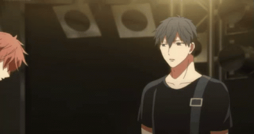Two Anime Characters Are Standing Next To Each Other And One Has His Hand On The Other 'S Head GIF
