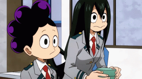 Two Anime Characters Are Standing Next To Each Other GIF