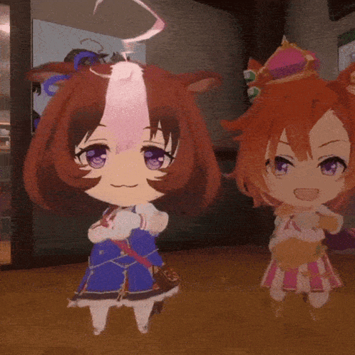 Two Anime Characters Are Standing Next To Each Other With One Wearing A Crown GIF