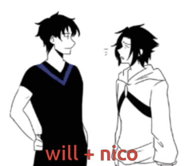 Two Anime Characters Are Standing Next To Each Other With The Words Will + Nico Written On The Bottom GIF
