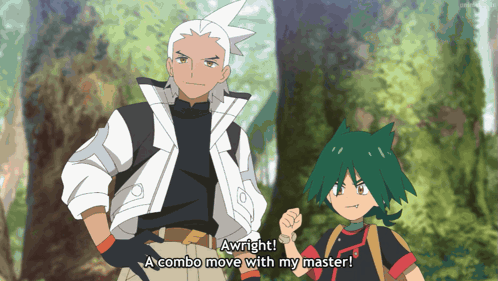 Two Anime Characters Awright A Combo Move With My Master GIF