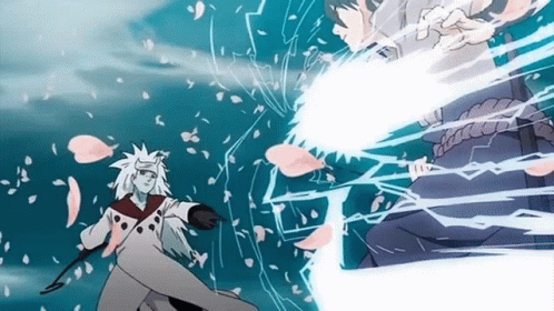 Two Anime Characters Fighting With Lightning