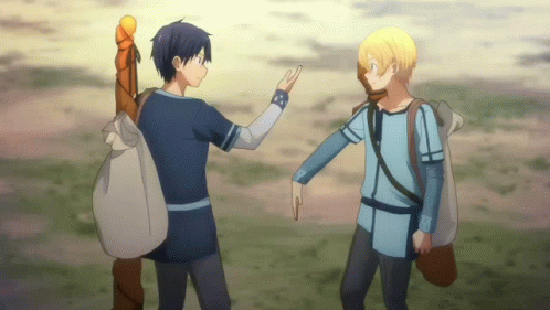Two Anime Characters Giving High Fives