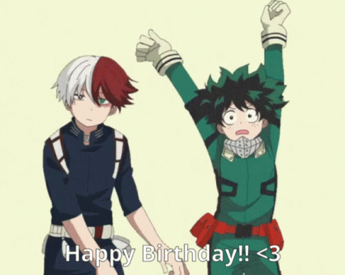 Two Anime Characters Holding Hands With The Words Happy Birthday GIF