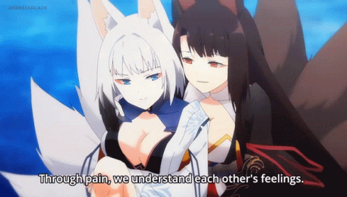 Two Anime Characters Hugging Through Pain We Understand Each Other's Feelings GIF