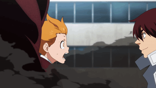 Two Anime Characters Looking at Each Other Surprised