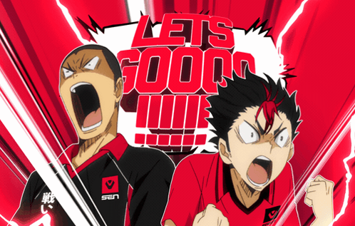 Two Anime Characters Screaming Lets Goooo GIF