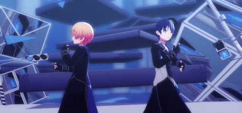 Two Anime Characters Standing