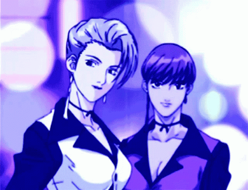 Two Anime Characters Standing Together GIF