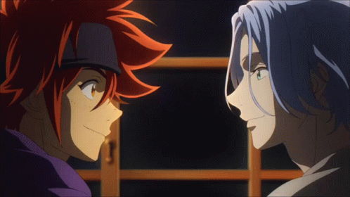 Two Anime Characters Staring One Red Hair