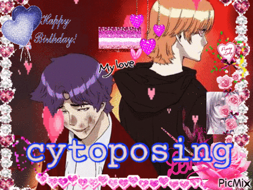 Two Anime Characters With Cytoposing in Blue